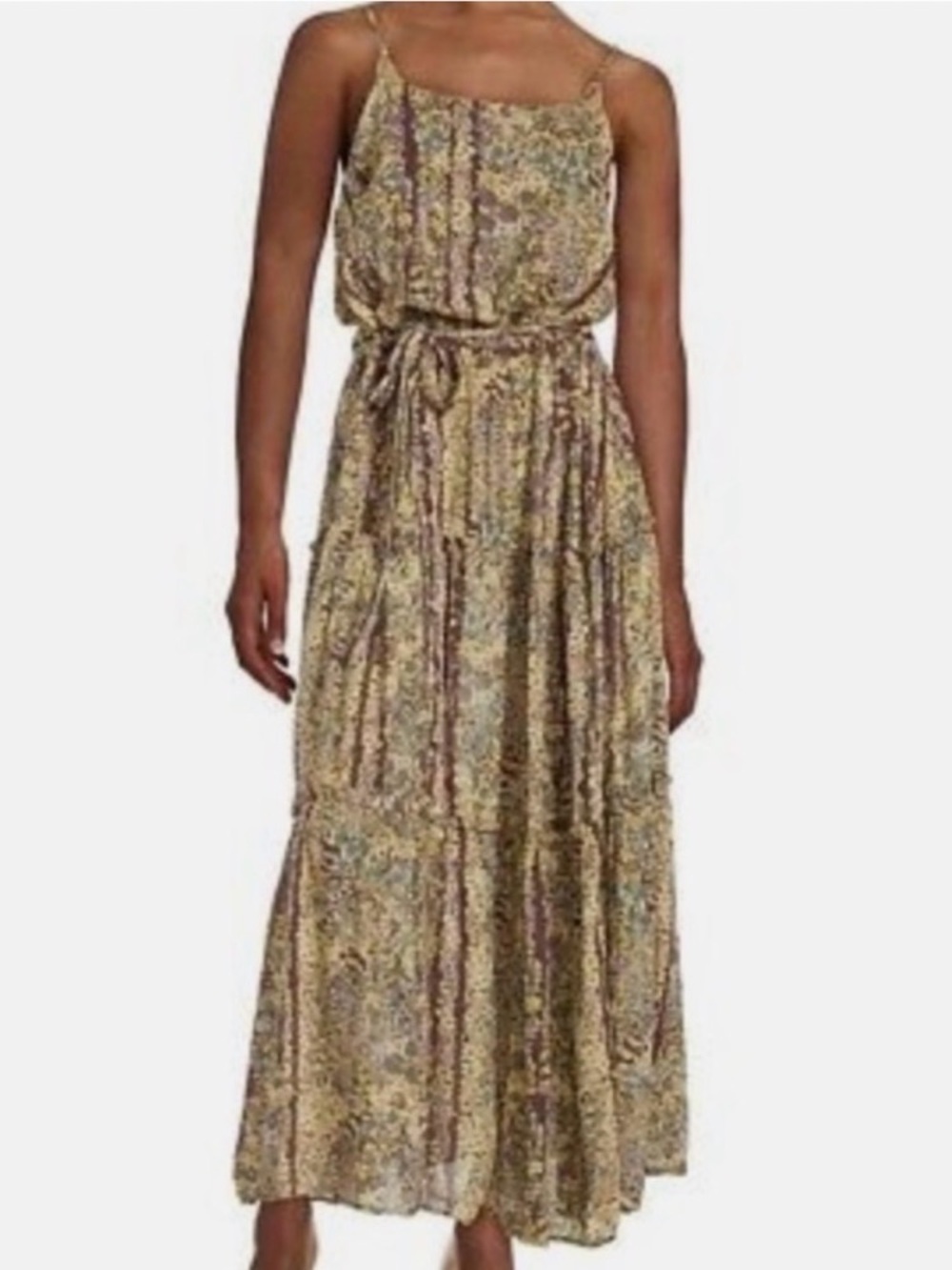 Free People Tiered Maxi Dress Floral Blouson Sz Large